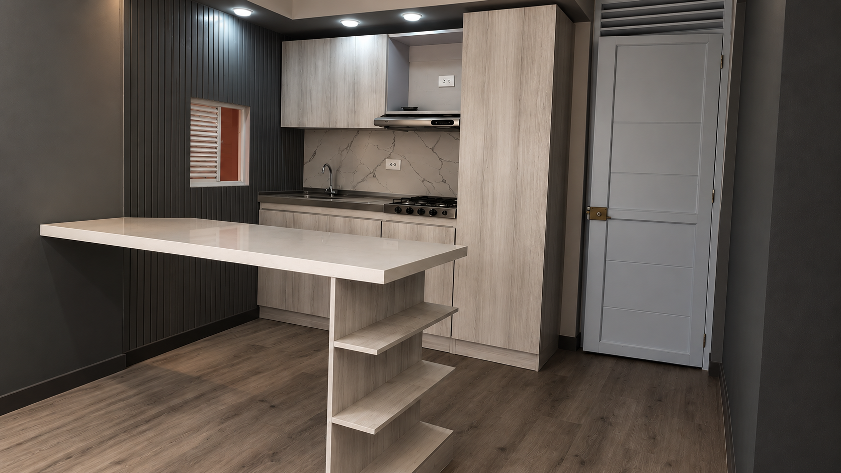 Cocina con módulo vertical