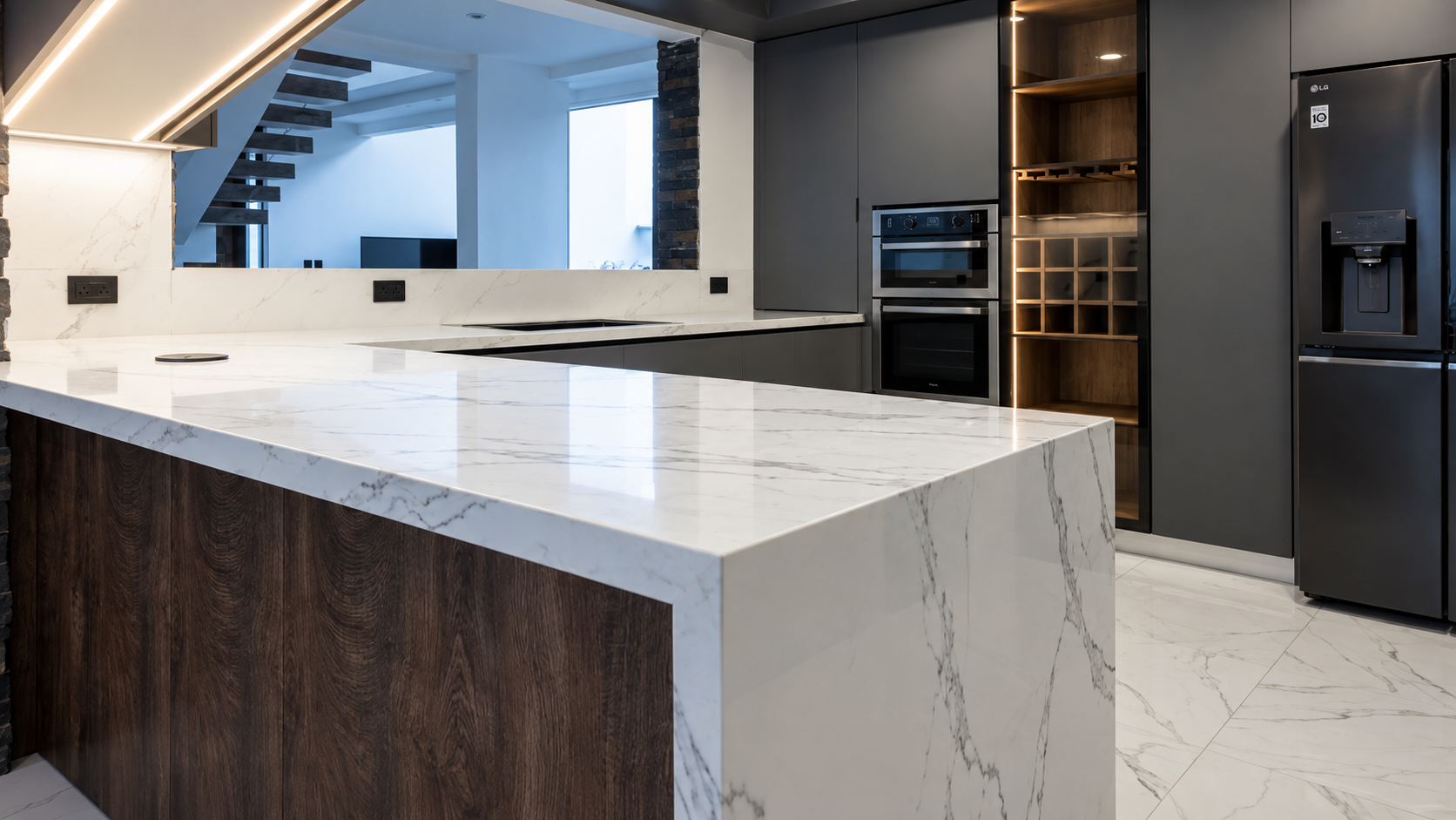 Isla y mueble vinero desarrollados por ARCHIO DUO